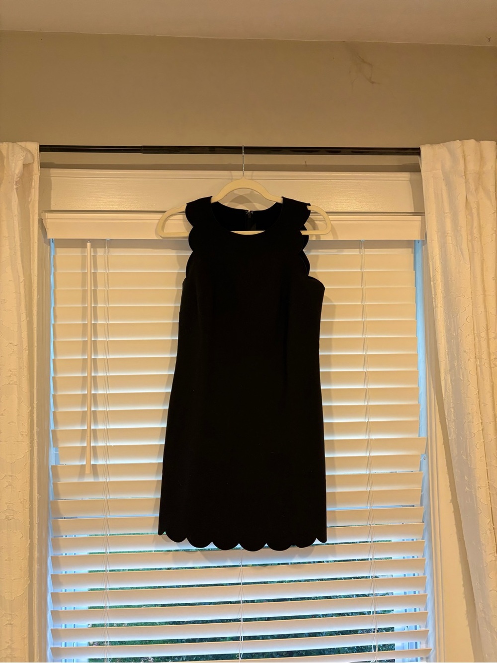 J. Crew Black Scallop Trim Sleeveless Sheath Dress